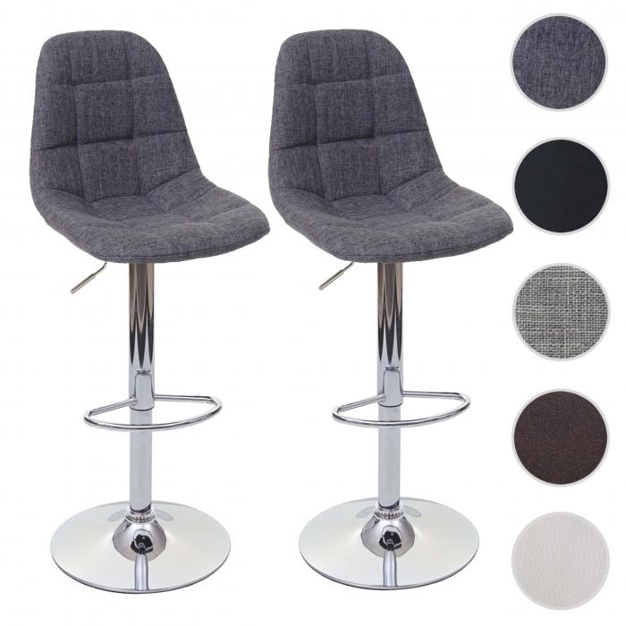2er-Set Barhocker HWC-A67, Barstuhl Tresenhocker, MVG-zertifiziert ~ grau, Textil