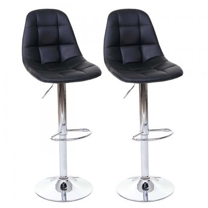 2er-Set Barhocker HWC-A67, Barstuhl Tresenhocker, MVG-zertifiziert ~ schwarz, Kunstleder