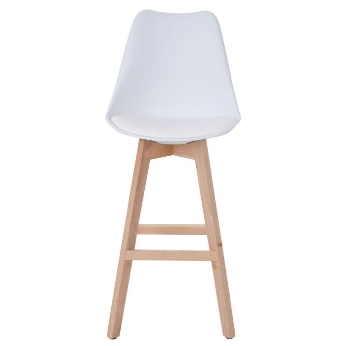 2er-Set Barhocker Malm T501, Retro Design ~ wei, Sitzflche Kunstleder wei, helle Beine