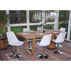6er-Set Drehstuhl Malm T501, Stuhl Kchenstuhl, hhenverstellbar, Kunstleder ~ wei, Chromfu