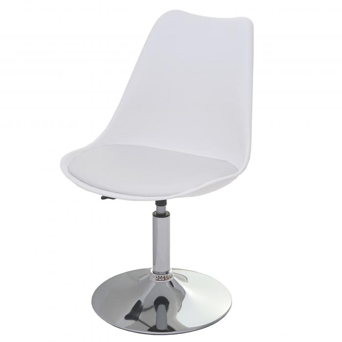 6er-Set Drehstuhl Malm T501, Stuhl Kchenstuhl, hhenverstellbar, Kunstleder ~ wei, Chromfu