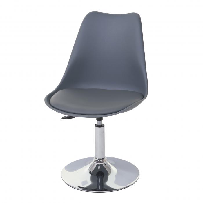 6er-Set Esszimmerstuhl Malm T501, Stuhl Kchenstuhl, hhenverstellbar drehbar, Kunstleder ~ dunkelgrau, Chromfu