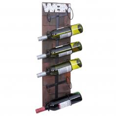 Weinregal HWC-A90, Flaschenregal Wandregal Flaschenhalter, Holz Metall für 6 Flaschen 75x20x11cm