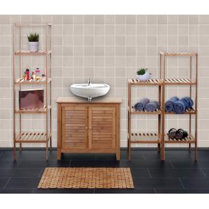 Badezimmerset HWC-B18, Komplett Badezimmer Badmbel Badset Badschrank, Bambus