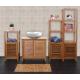 Badezimmerset HWC-B18, Komplett Badezimmer Badmbel Badset Badschrank mit Tr, Bambus