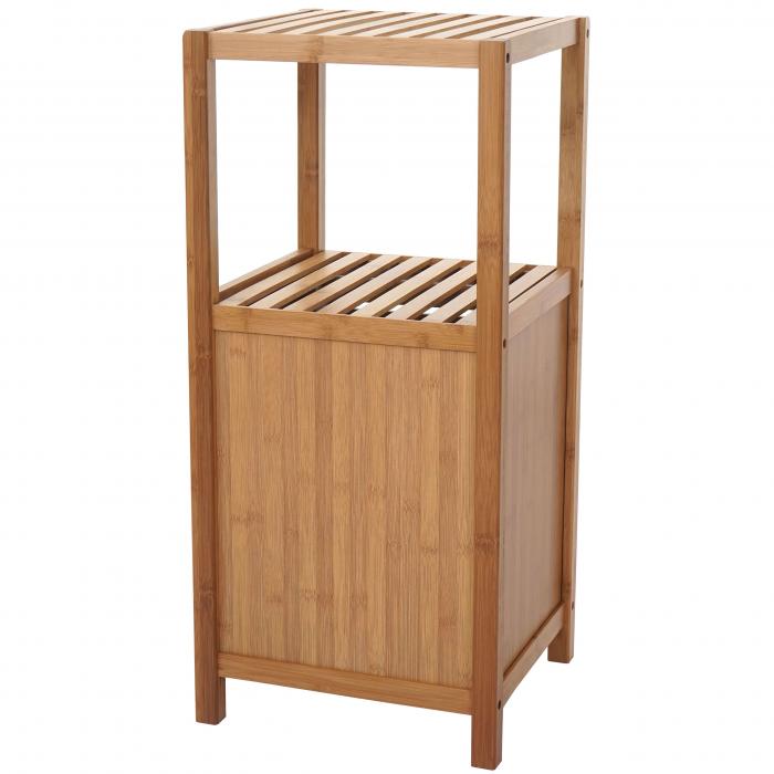 Badregal HWC-B18, Badezimmer Badschrank Standregal mit Tr, Bambus ~ 80x36x34cm