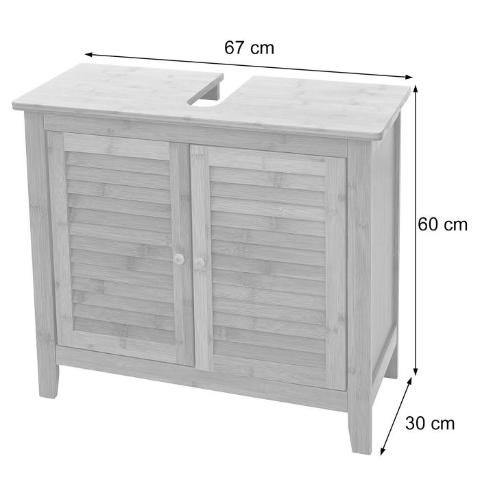 ~ Heute-Wohnen Badschrank, von Bambus Badezimmer 60x67x30cm Waschbeckenunterschrank HWC-B18,