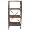 Bcherregal HWC-C10, Standregal Wohnregal, Echtholz Metall ~ 4 Ebenen, 142x60cm