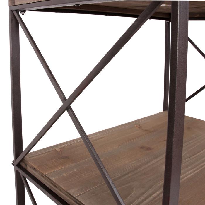 Bcherregal HWC-C10, Standregal Wohnregal, Echtholz Metall ~ 4 Ebenen, 142x60cm