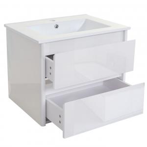 Waschbecken + Unterschrank HWC-B19, Waschbecken Waschtisch Badezimmer, hochglanz 50x60cm ~ wei