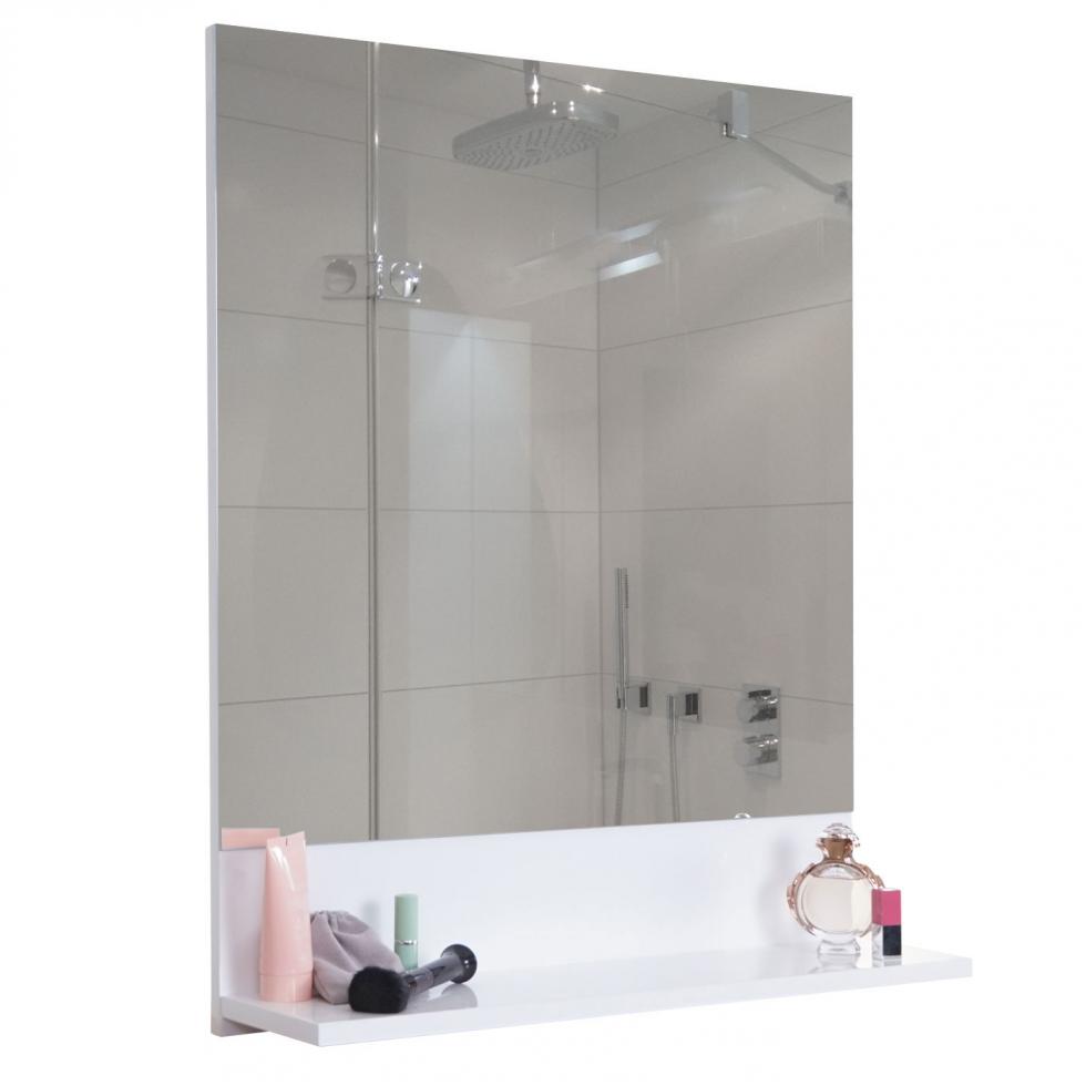 Wandspiegel mit Ablage HWC-B19, Badspiegel Badezimmer, hochglanz 57x80cm ~ weiß