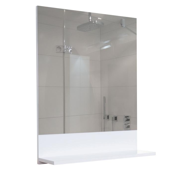 Wandspiegel mit Ablage HWC-B19, Badspiegel Badezimmer, hochglanz 75x60cm ~ wei