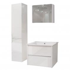 Badezimmerset XL HWC-B19, Waschtisch Spiegelschrank Hängeschrank, hochglanz ~ weiß