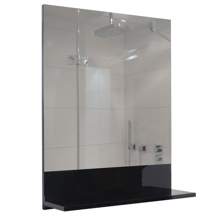 Badezimmerset HWC-B19, Waschtisch Wandspiegel 2x Hngeschrank, hochglanz ~ schwarz