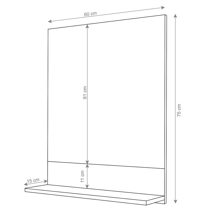 Wandspiegel mit Ablage HWC-B19, Badspiegel Badezimmer, hochglanz 75x60cm ~ wei