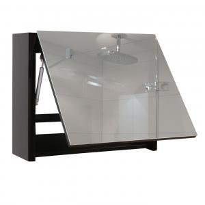 Spiegelschrank HWC-B19, Wandspiegel Badspiegel Badezimmer, aufklappbar hochglanz 48x79cm ~ schwarz