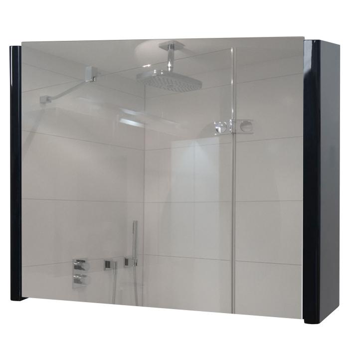 Spiegelschrank HWC-B19, Wandspiegel Badspiegel Badezimmer, aufklappbar hochglanz 48x59cm ~ schwarz