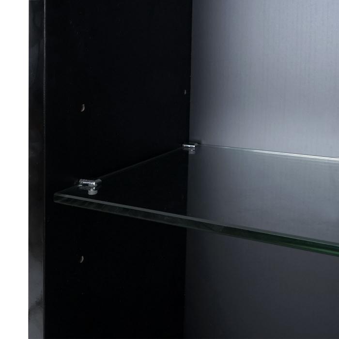 Badezimmerset HWC-B19, Waschtisch Wandspiegel 2x Hngeschrank, hochglanz ~ schwarz