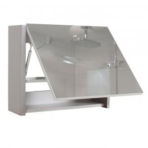 Spiegelschrank HWC-B19, Wandspiegel Badspiegel Badezimmer, aufklappbar hochglanz 48x59cm ~ grau