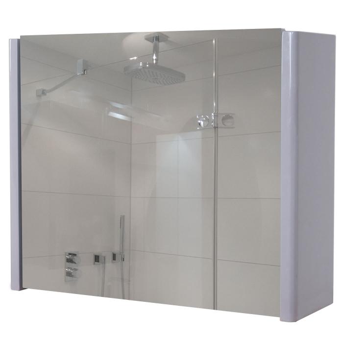 Spiegelschrank HWC-B19, Wandspiegel Badspiegel Badezimmer, aufklappbar hochglanz 48x59cm ~ grau