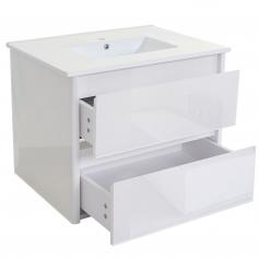 Waschbecken + Unterschrank HWC-B19, Waschbecken Waschtisch Badezimmer, hochglanz 50x80cm ~ weiß