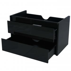 B-Ware (Lack abgeplatzt SK2) | Waschbeckenunterschrank HWC-B19, Waschtischunterschrank, hochglanz 50x80cm ~ schwarz