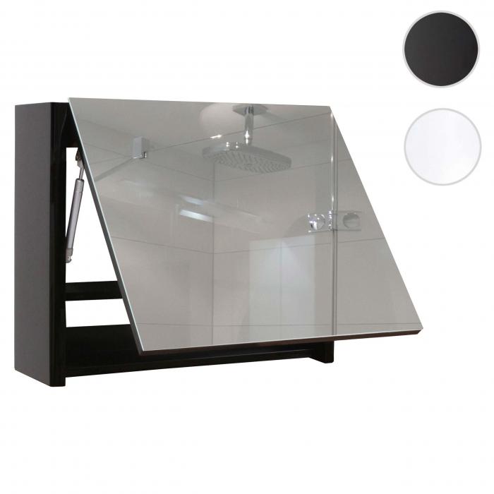 Spiegelschrank HWC-B19, Wandspiegel Badspiegel Badezimmer, aufklappbar hochglanz 48x79cm ~ schwarz