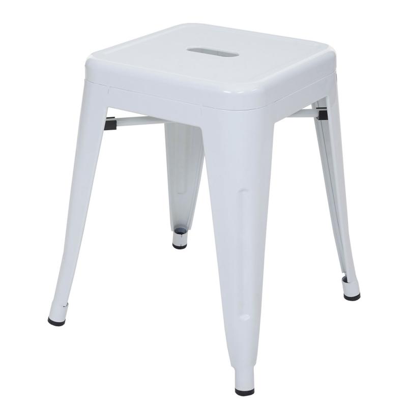 Hocker HWC-A73, Metallhocker Sitzhocker, Metall Industriedesign stapelbar ~ wei