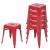 6er-Set Hocker HWC-A73, Metallhocker Sitzhocker, Metall Industriedesign stapelbar ~ rot