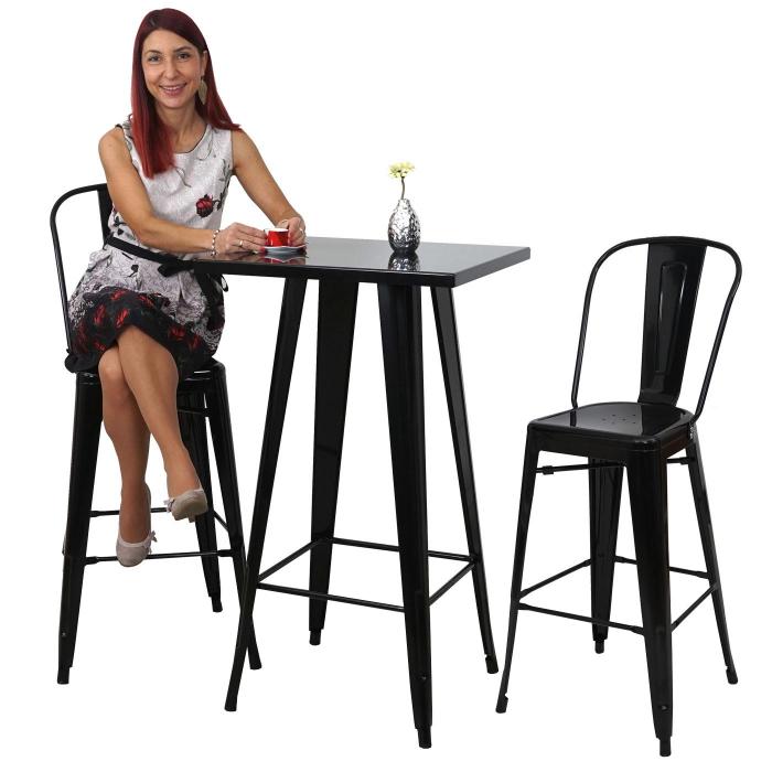 Stehtisch HWC-A73, Bistrotisch Bartisch, Metall Industriedesign 105x60x60cm ~ schwarz