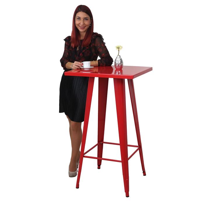 Stehtisch HWC-A73, Bistrotisch Bartisch, Metall Industriedesign 105x60x60cm ~ rot