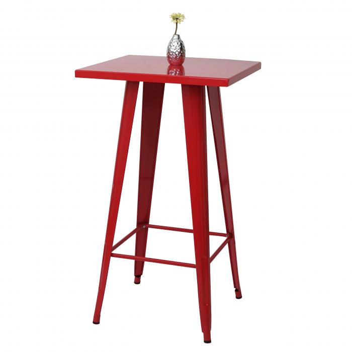 B-Ware (Beulen/Kratzer auf Platte SK2) | Stehtisch HWC-A73, Bistrotisch Bartisch Metall Industriedesign 105x60x60cm~ rot