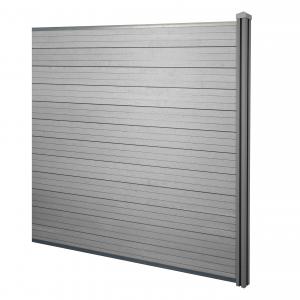 WPC-Sichtschutz Sarthe, Windschutz Zaun, WPC-Pfosten ~ Erweiterungselement, 1,88m grau