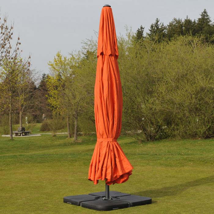 Sonnenschirm Meran Pro, Gastronomie Marktschirm mit Volant  5m Polyester/Alu 28kg ~ terracotta mit Stnder