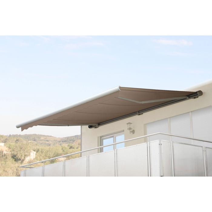 Elektrische Kassetten-Markise T122, Vollkassette Volant 4x3m ~ Polyester Sand