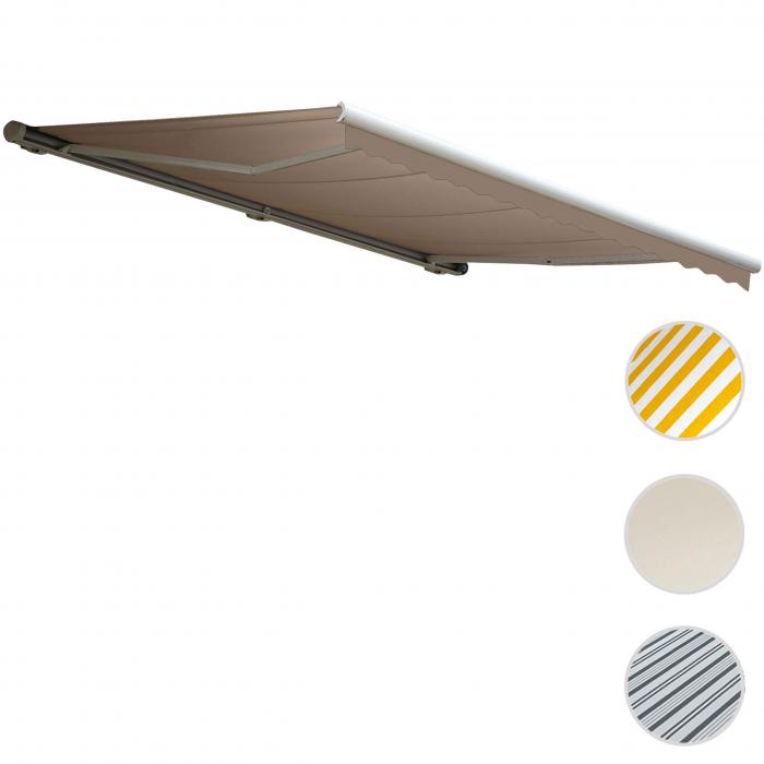 Elektrische Kassetten-Markise T122, Vollkassette Volant 4x3m ~ Polyester Sand