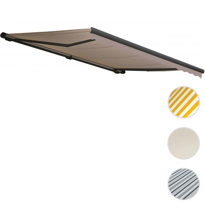 Elektrische Kassetten-Markise T122, Vollkassette Volant 4x3m ~ Polyester Sand, anthrazit