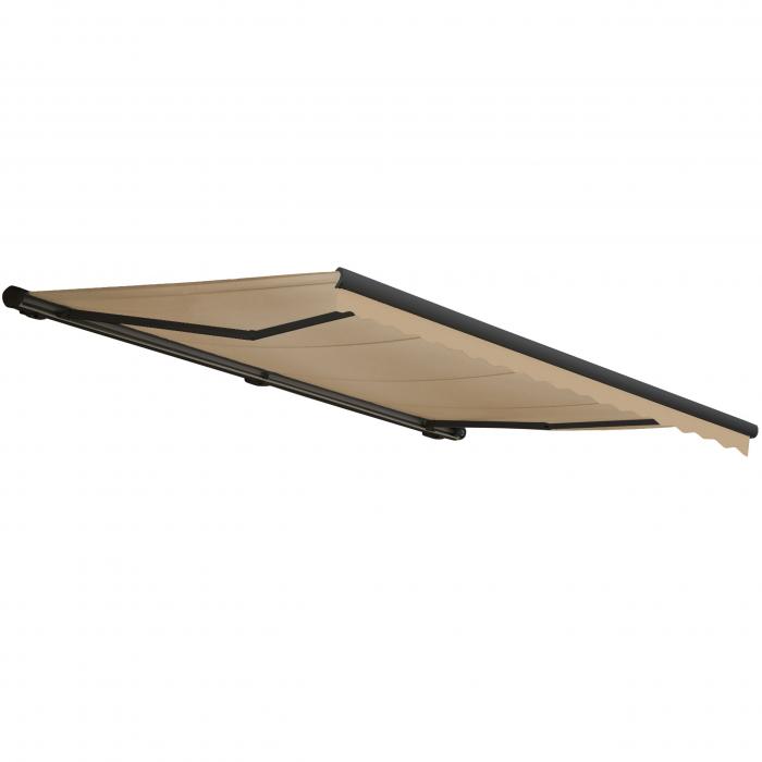 Elektrische Kassetten-Markise T123, Vollkassette Volant 4,5x3m ~ Polyester Creme, anthrazit