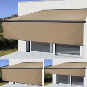 Retourenware | Elektrische Vollkassetten-Markise T124, 4,5x3m ausfahrbarer Volant ~ Polyester Creme, anthrazit