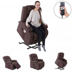 Fernsehsessel Lincoln, Relaxsessel Sessel, 2 Elektromotoren, Aufstehhilfe, Stoff/Textil ~ mahagony