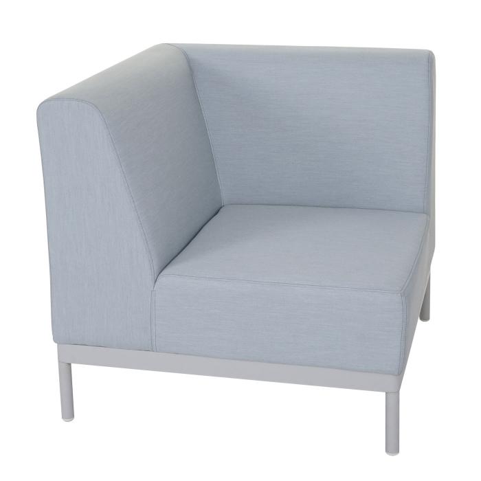 Alu-Garten-Garnitur HWC-C47, Sofa, Outdoor Stoff/Textil ~ blau mit Ablage, Kissen braun