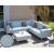 Alu-Garten-Garnitur HWC-C47, Sofa, Outdoor Stoff/Textil ~ blau mit Ablage, Kissen braun