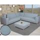 Ecksofa HWC-C47, Sofa Loungesofa Couch, Stoff/Textil Indoor wasserabweisend 245cm ~ blau mit Ablage