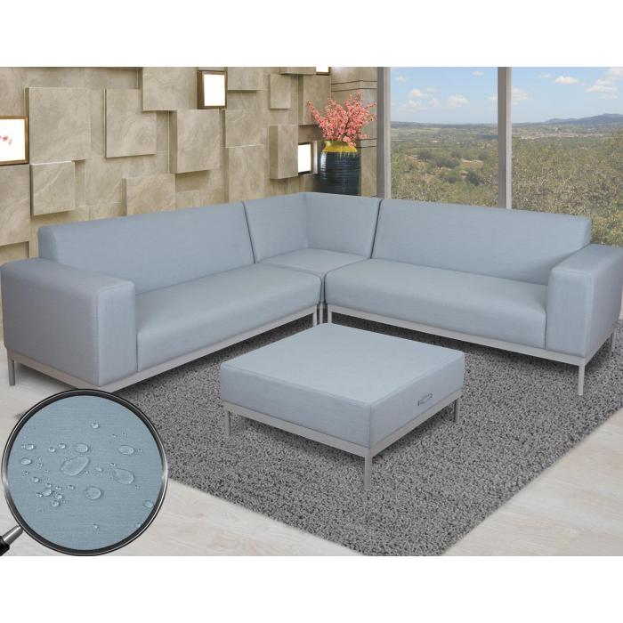 Ecksofa HWC-C47, Sofa Loungesofa Couch, Stoff/Textil Indoor wasserabweisend 245cm ~ blau ohne Ablage