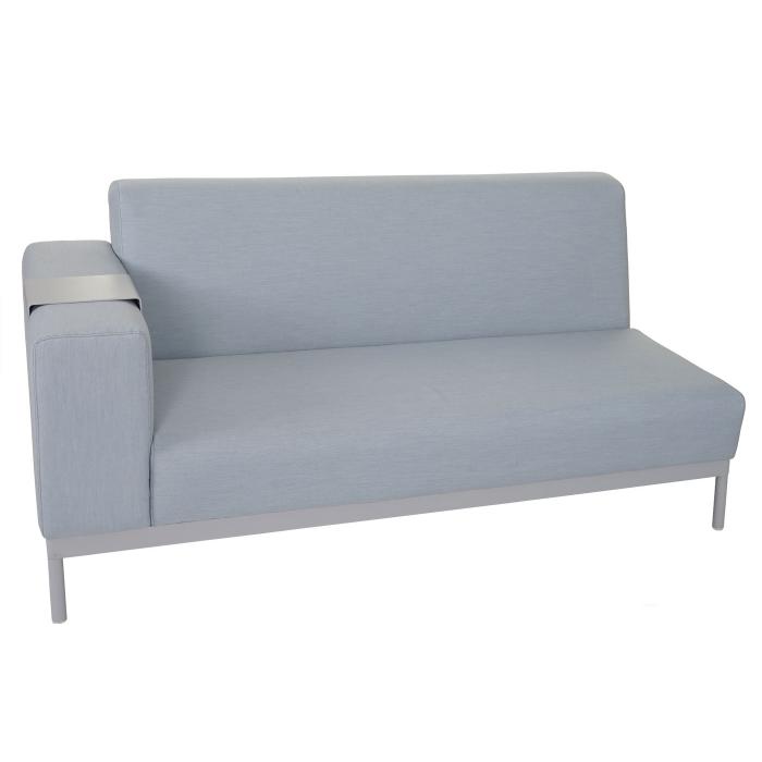 Retourenware | Alu-Garten-Garnitur HWC-C47, Sofa, Outdoor Stoff/Textil ~ blau mit Ablage, ohne Kissen