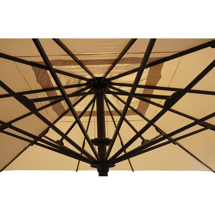 Gastronomie-Luxus-Sonnenschirm HWC-D20, XXL-Schirm Marktschirm, 5x5m (7,2m) Polyester/Alu 90kg ~ creme