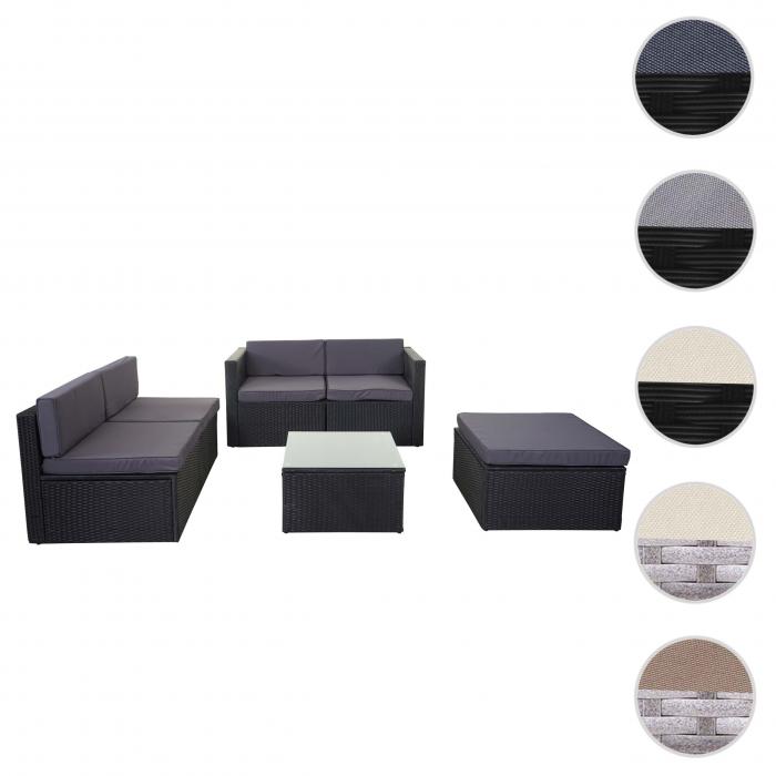 Poly-Rattan-Garnitur HWC-D24, Garten-/Lounge-Set Sofa ~ anthrazit, Polster dunkelgrau