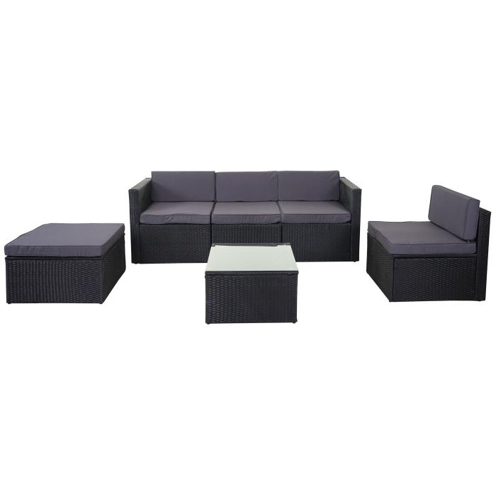 Poly-Rattan-Garnitur HWC-D24, Garten-/Lounge-Set Sofa ~ anthrazit, Polster dunkelgrau