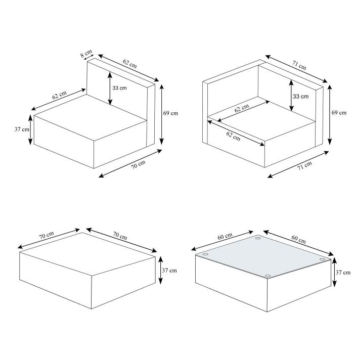 Poly-Rattan-Garnitur HWC-D24, Garten-/Lounge-Set Sofa ~ anthrazit, Polster grau