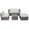 Poly-Rattan-Garnitur HWC-D28, Gartengarnitur Sofa Set ~ grau, Polster creme ohne Deko-Kissen/Abdeckung